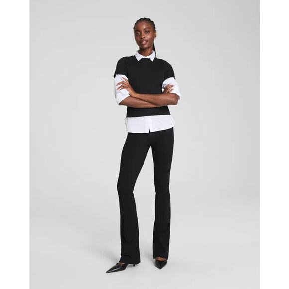 SPANX Ponte Micro Flare Pants Black Women’s Size XL Pull-On Stretch Workwear - Picture 1 of 16